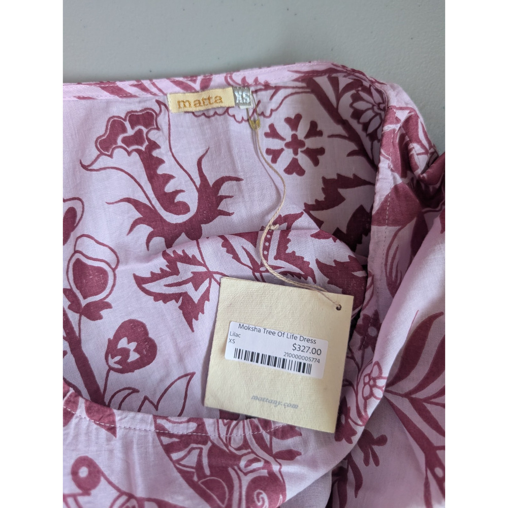 Nwt Matta Ny Moksha Tree Of Life Maxi Cotton Dress Size Xs Lilac Purple #1b454 — image 8 of 8